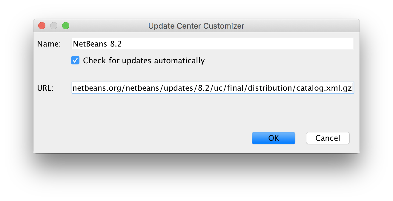 NetBeans 8.2 update center