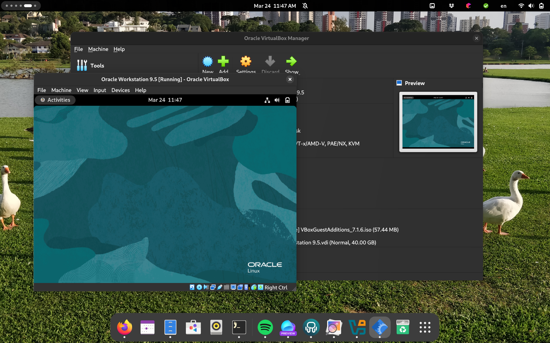 VirtualBox Running